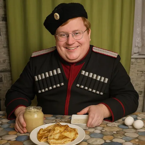 Кубанский казак за блинами