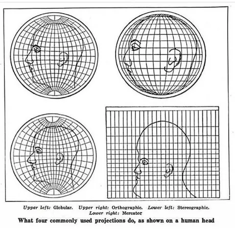 Map Projections on a Human Head