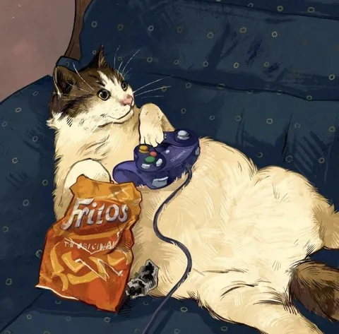 Cat Gaming with Fritos