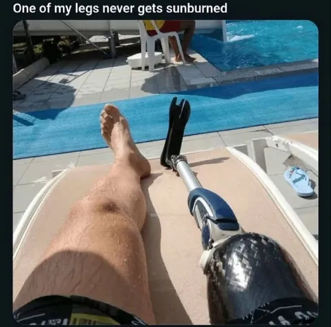 One Leg Never Gets Sunburned