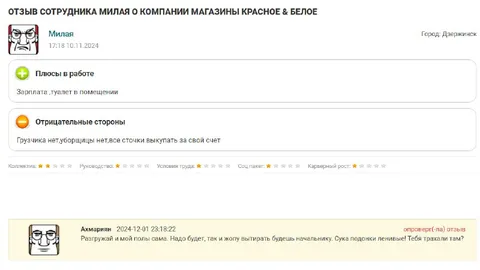 Отзыв сотрудника о Красном и Белом