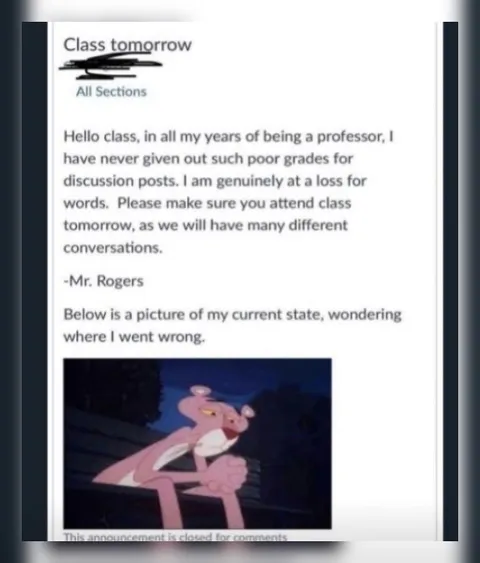 Professor Regrets Discussion Posts