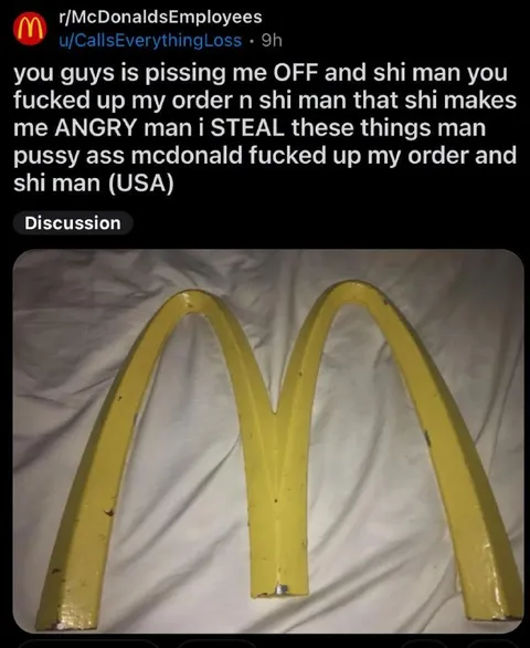 Angry Customer Steals McDonald's Arch
