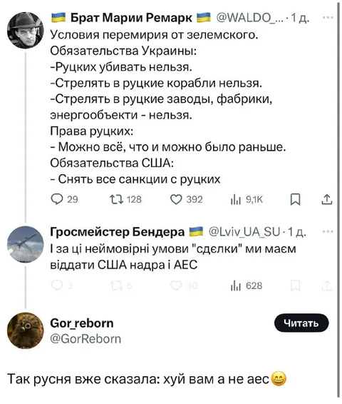 Условия перемирия от Зеленского