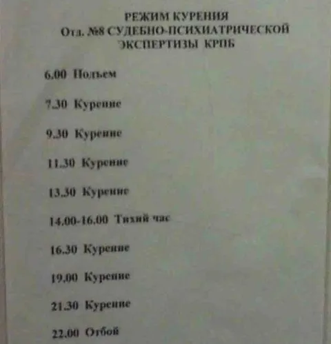 Режим курения в психиатрической больнице
