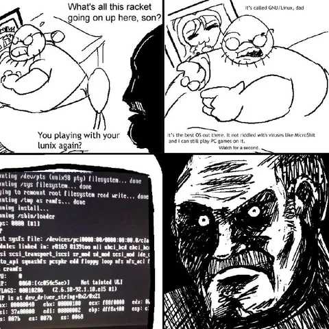 GNU/Linux Dad Argument