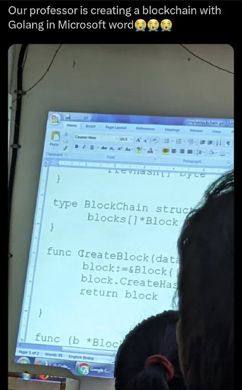 Professor Builds Blockchain in Word