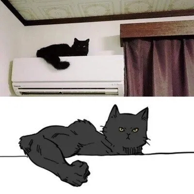 Кот на кондиционере и в комиксе