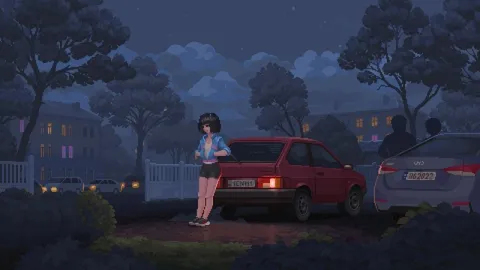 Ночная сцена у машин