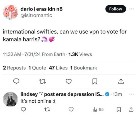 International Swifties Vote for Kamala
