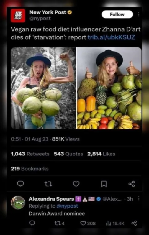 Raw Food Influencer Darwin Award