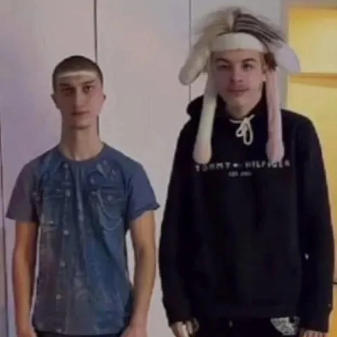 Two Friends in Funny Hats