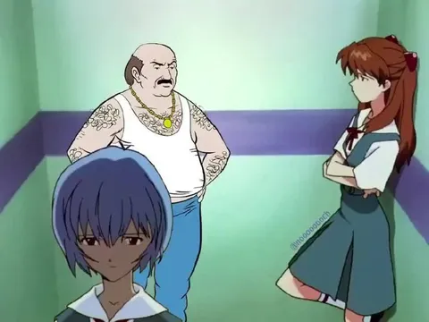 Рэй и Аска спорят с мужчиной
