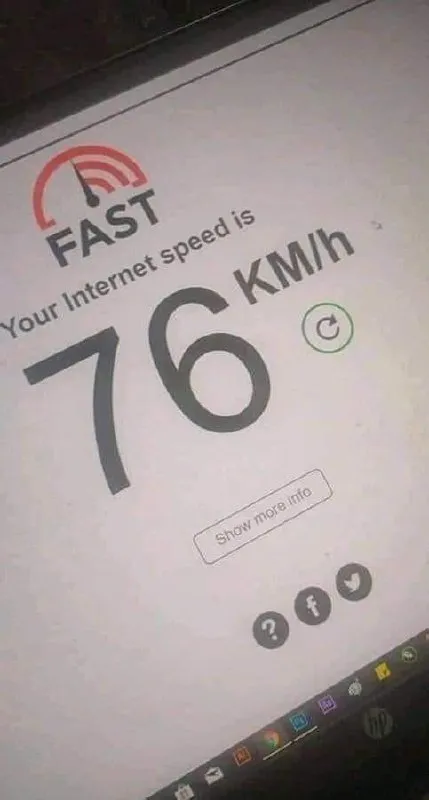 Your Internet Speed Is 76 KM/H