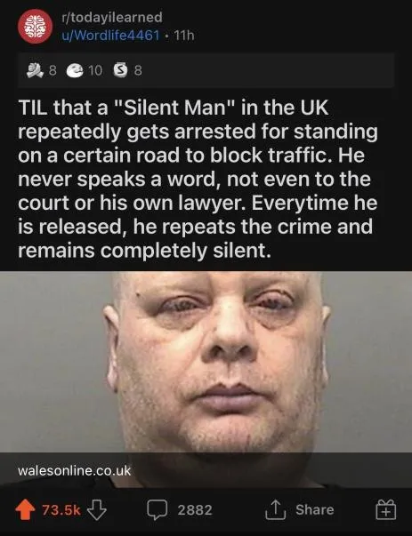 Silent Man blocks UK traffic