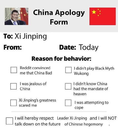 China Apology Form Meme