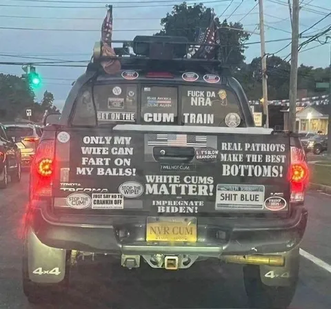 CUM-covered Trump truck