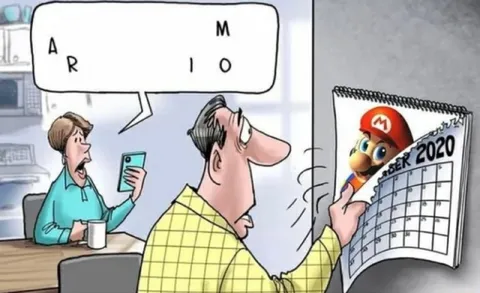 Mario confused by the calendar