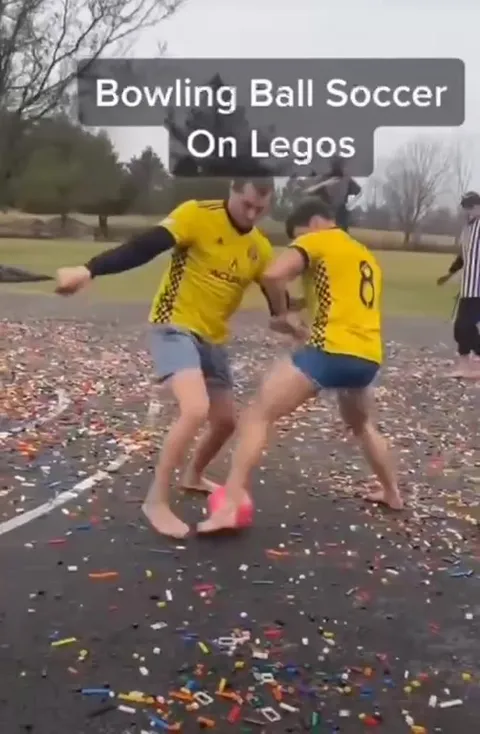 Bowling Ball Soccer on Legos