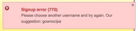 Awkward Username Suggestion