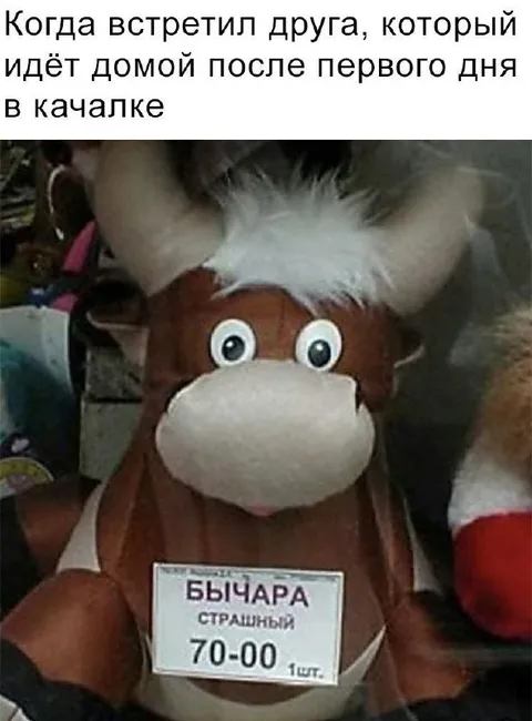 Друг после первого дня в качалке