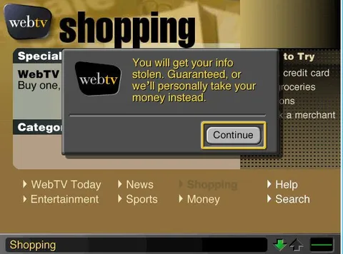 WebTV Shopping Scam Warning