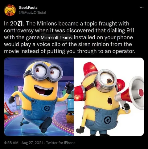 Minion Answers 911 Calls