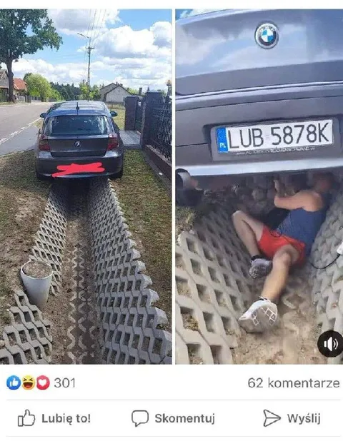 Машина на газонной решётке