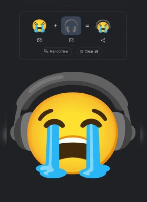 Плачущий смайлик в наушниках