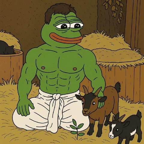 Мускулистый Пепе с козлятами