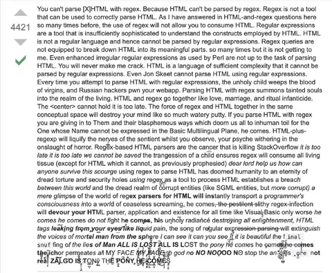 You Can't Parse HTML With Regex