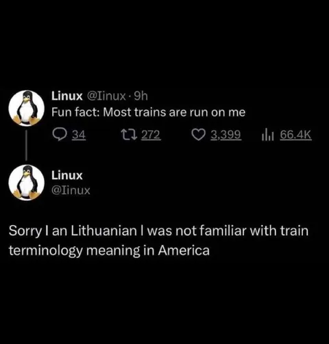 Linux train terminology joke