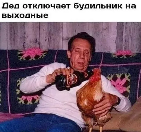 Дед отключает будильник на выходные