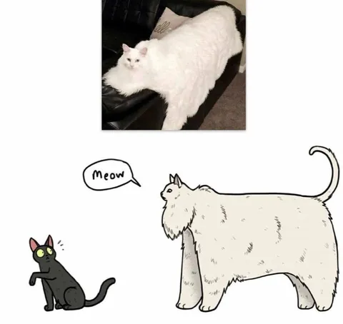 Giant White Cat Says Meow
