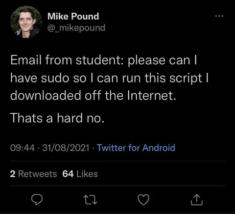 Student Asks for Sudo