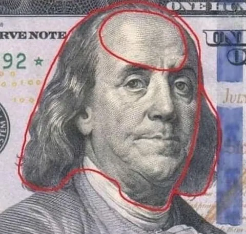 Benjamin Franklin Red Outline