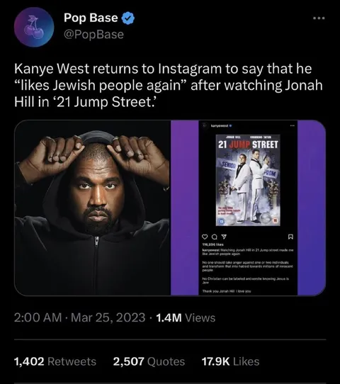 Kanye Likes Jewish People Again