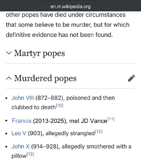 Murdered Popes Wikipedia Edit