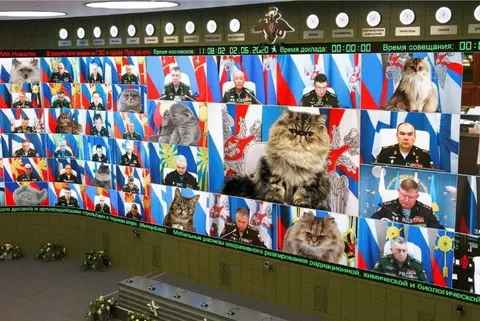 Коты на военном совещании