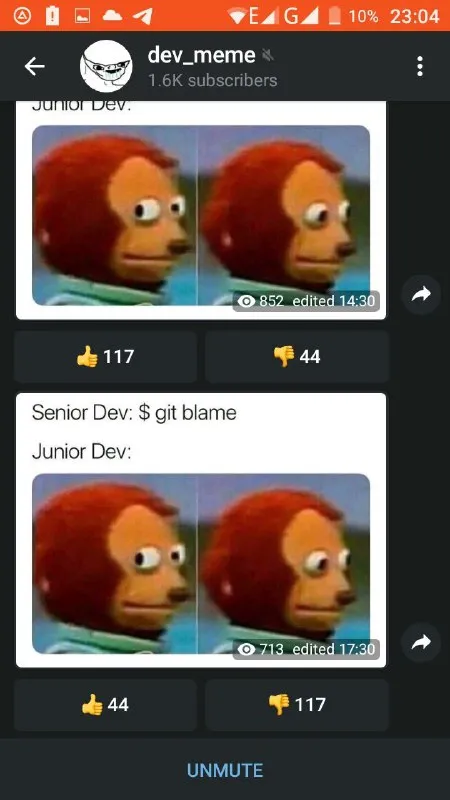 Senior Dev Runs Git Blame