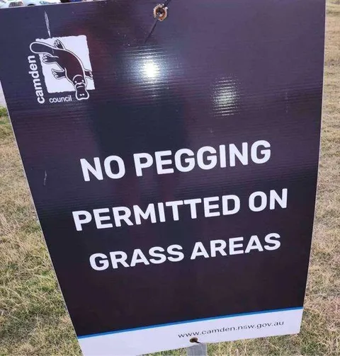 No Pegging on Grass Areas