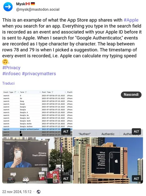 Apple Records Every Keystroke