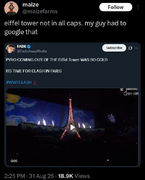 Eiffel Tower Not In All Caps
