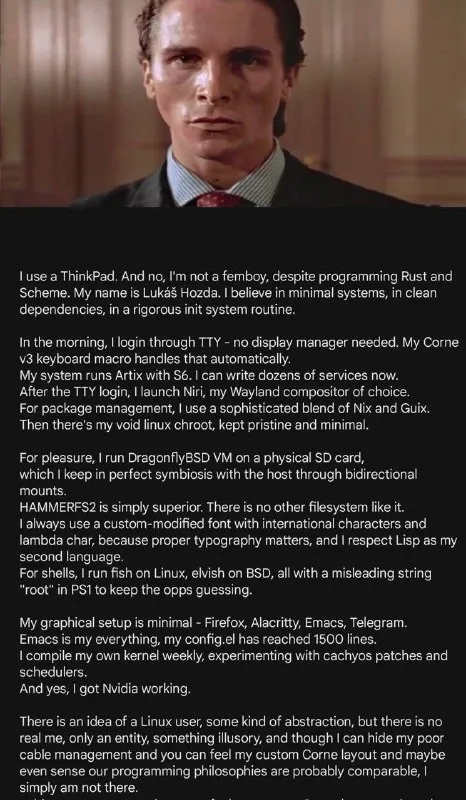 Linux User Patrick Bateman