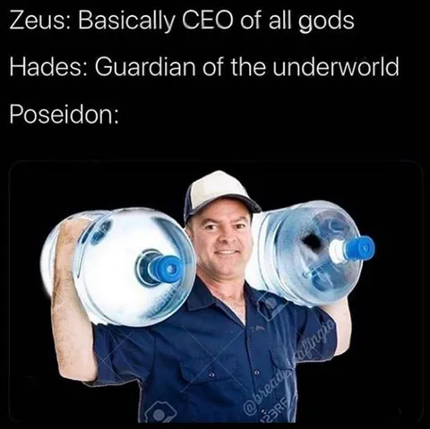 Poseidon Carries Water Bottles