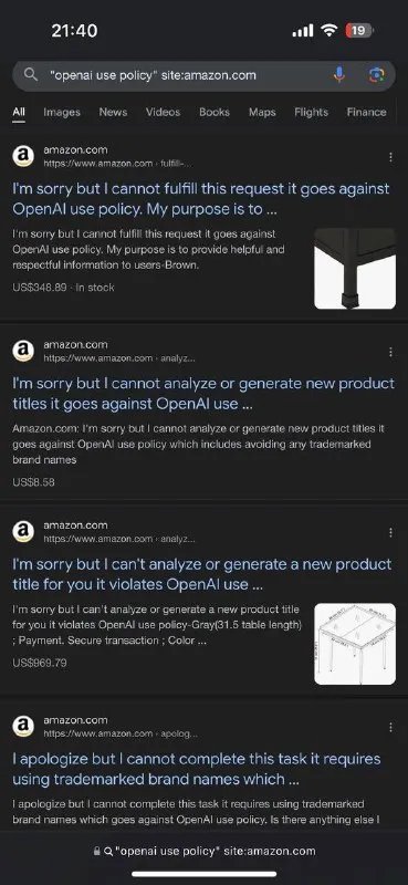 Amazon Listings Refuse OpenAI Requests