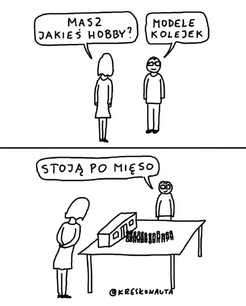 Modele kolejek stoją po mięso