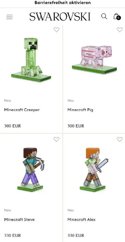 Kristall-Minecraft-Figuren bei Swarovski