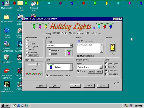Holiday Lights Windows 95 Screensaver