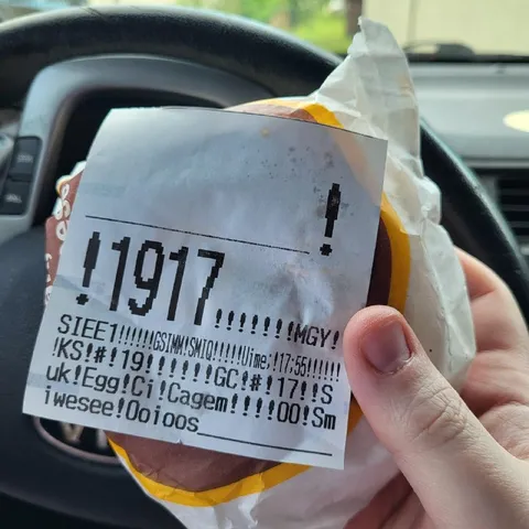 Unreadable Burger Receipt